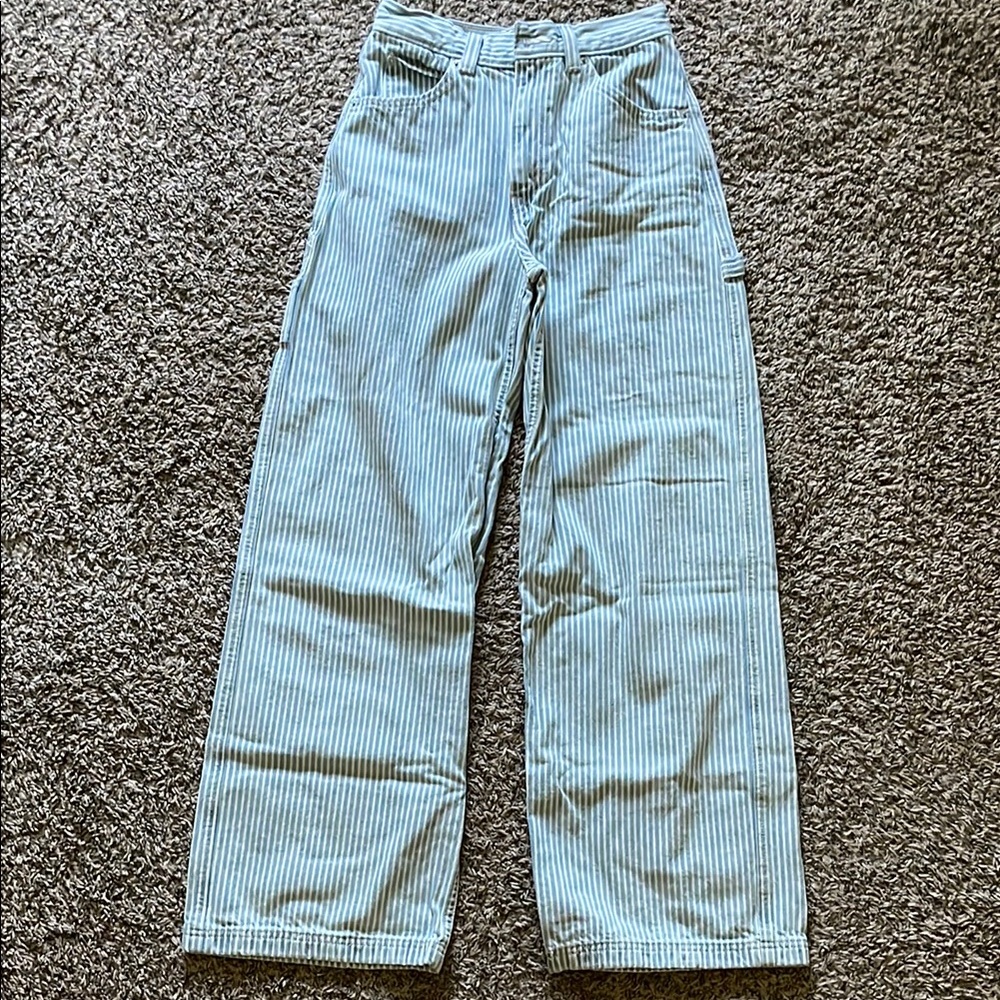 Levi’s baggy pinstriped jeans